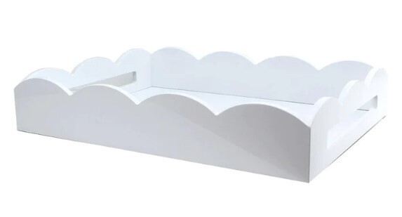 17x13 Scalloped Tray White