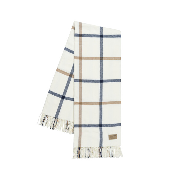 Tattersall Plaid Throw- Navy / Caramel