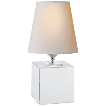 TOB 3020CG-NP Terri Cube Accent Lamp in Crystal with Natural Paper Shade