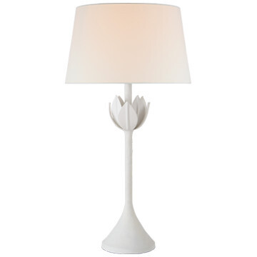 JN 3002PW-L Alberto Large Table Lamp in Plaster White with Linen Shade