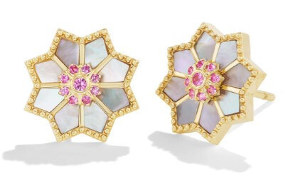 Earrings- Fez Stud- MOP, 18K