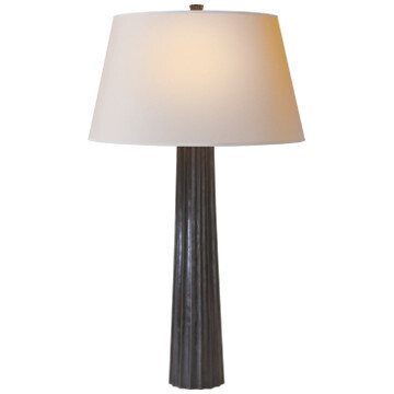 CHA 8906AI-NP Fluted Spire Large Table Lamp in Aged Iron with Natural Paper Shade