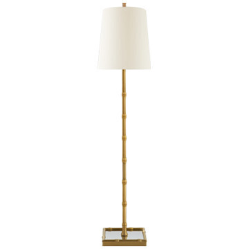 S 3177HAB-PL Grenol Buffet Lamp in Hand-Rubbed Antique Brass with Natural Percale Shade