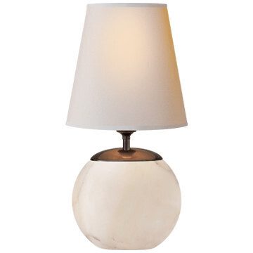 TOB 3014ALB-NP Terri Round Accent Lamp in Alabaster with Natural Paper Shade