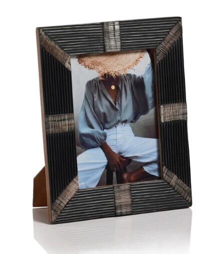 Black Ribbed Horn &amp; Shagrin Photo Frame- 5&quot;x7&quot;