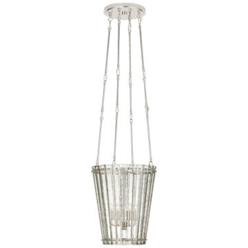 S 5652PN-AM Cadence Small Tall Chandelier in Polished Nickel with Antique Mirror