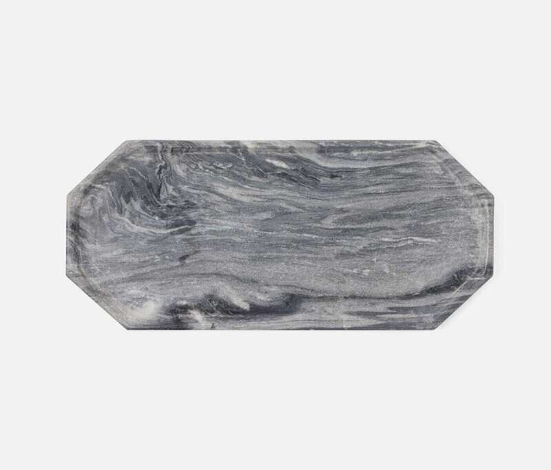 Aila Gray Marble Tray, Large