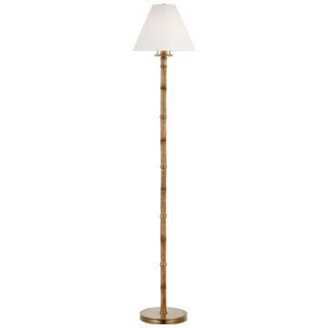 RL 1680WB/NB-WP Dalfern Petite Reading Floor Lamp in Waxed Bamboo and Natural Brass with White Parchment Shade