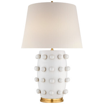 KW 3031PW-L Linden Medium Lamp in Plaster White with Linen Shade
