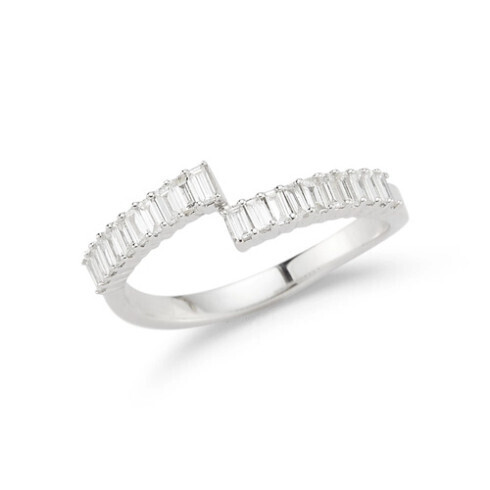 Ring- DC Sadie Pearl Split Baguette Ring 14k WG 0.41ct