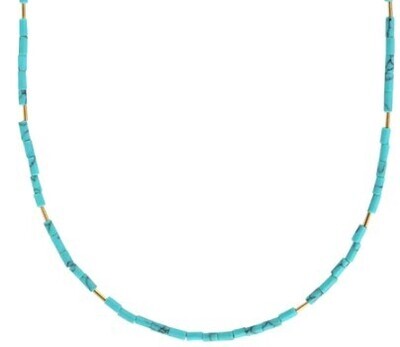 Necklace- Petite Beaded Turq