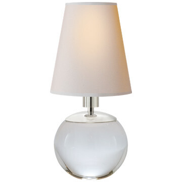 TOB 3051CG-NP Tiny Terri Round Accent Lamp in Crystal with Natural Paper Shade