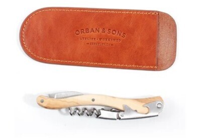 Olivewood Corkscrew in Leather Pouch