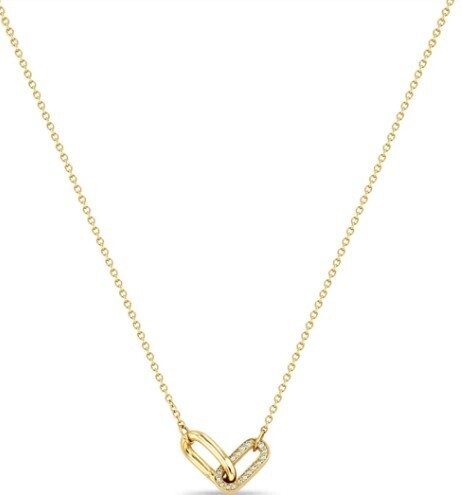 Necklace- 14k 2 links, 1 w. pave, .16ctw