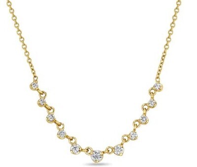 Necklace- 14k 11 linked graduating diamonds, .25ctw