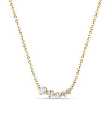 Necklace- 14k gold Graduated Prong Diamond curve necklace