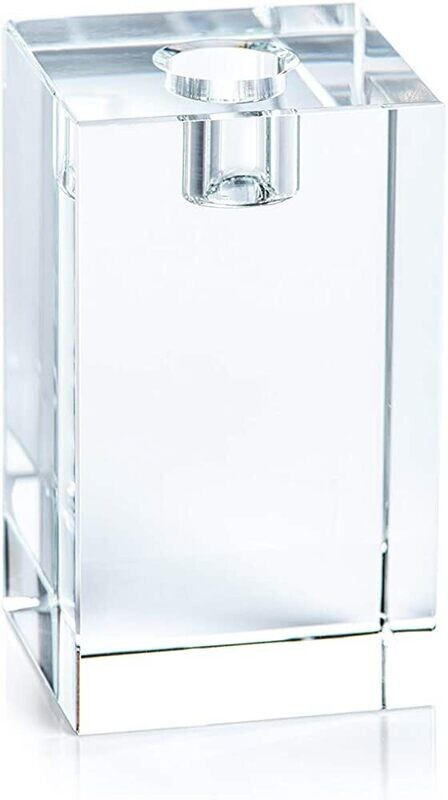 Square Crystal Glass Taper Holder- 4.75&quot;