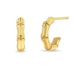 Earrings- 14k gold bamboo huggie