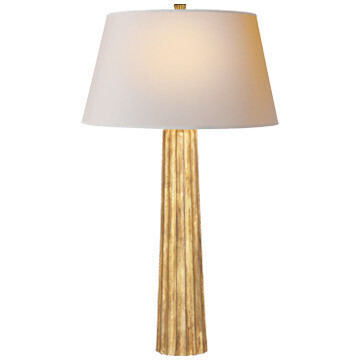 CHA 8906GI-L Fluted Spire Large Table Lamp in Gilded Iron , linen Shade