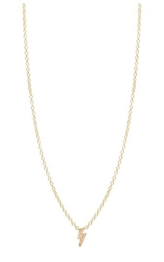 Necklace- 14k Itty Bitty Pave Diamond Lightning Bolt