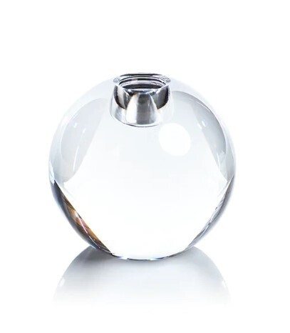 Round Crystal Glass Taper Holder