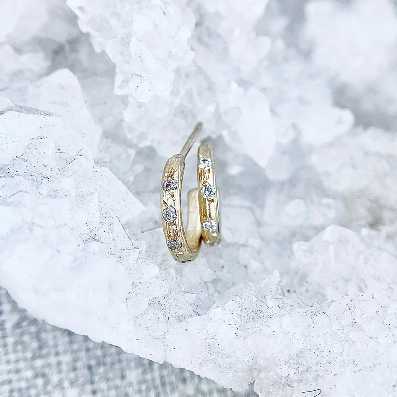 Earrings- Tiny diamond Huggie