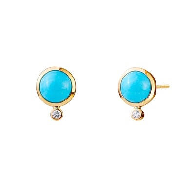 18k turquoise 2 cts & diamond candy stud earrings