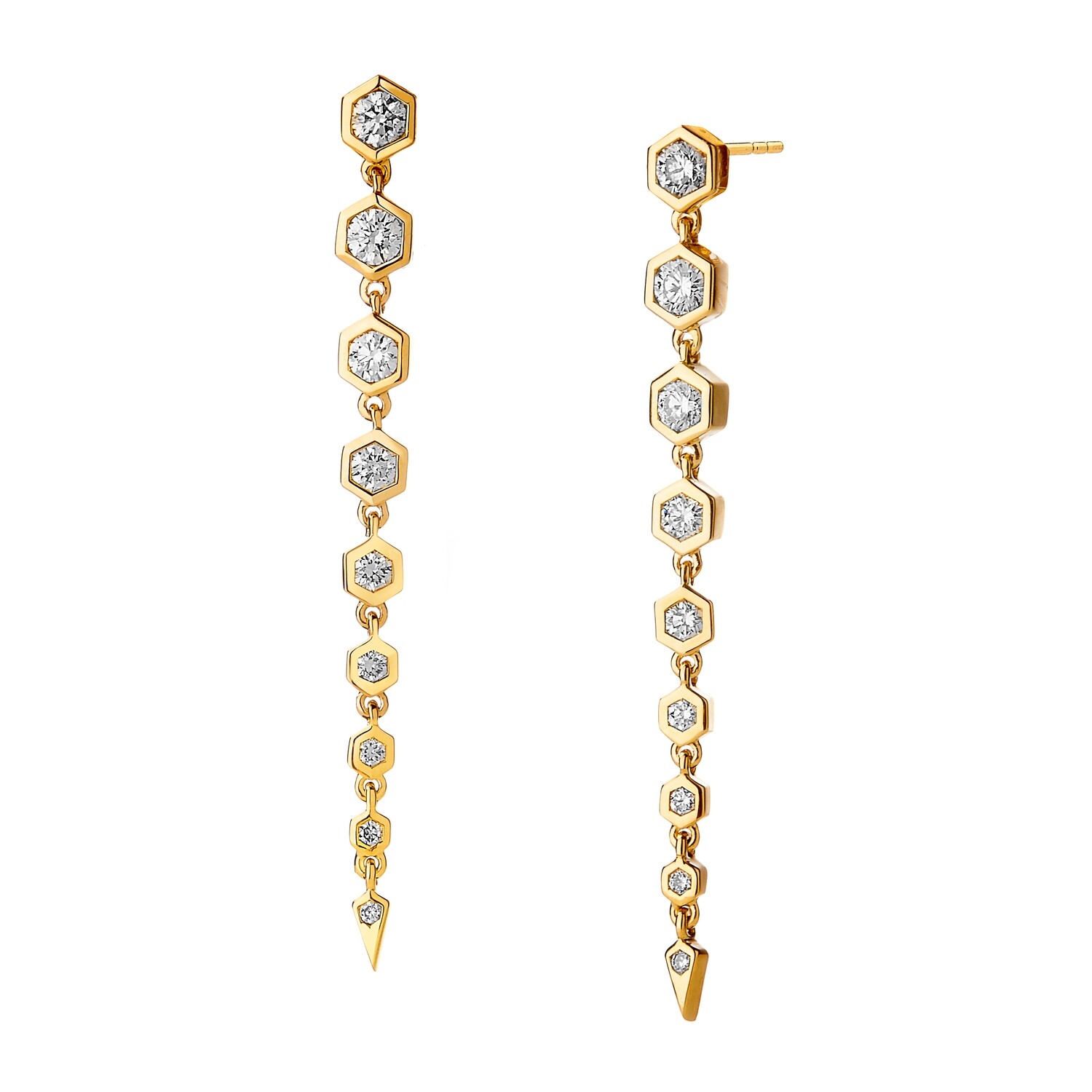 18k hex duster earrings w. diamonds 0.65ct