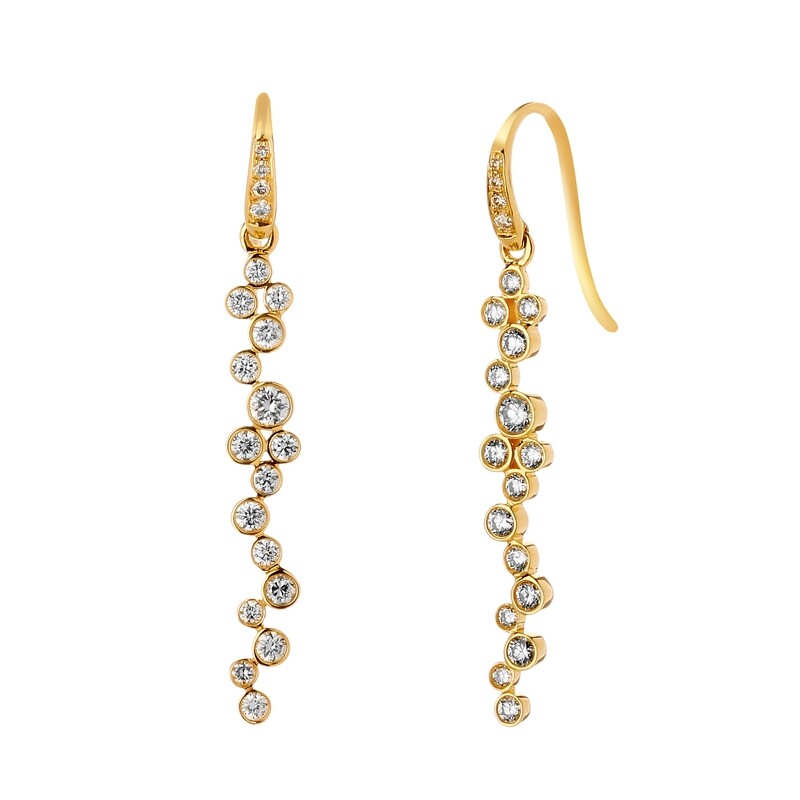 18k Cosmic cluster earrings w. diamonds 0.8 ct