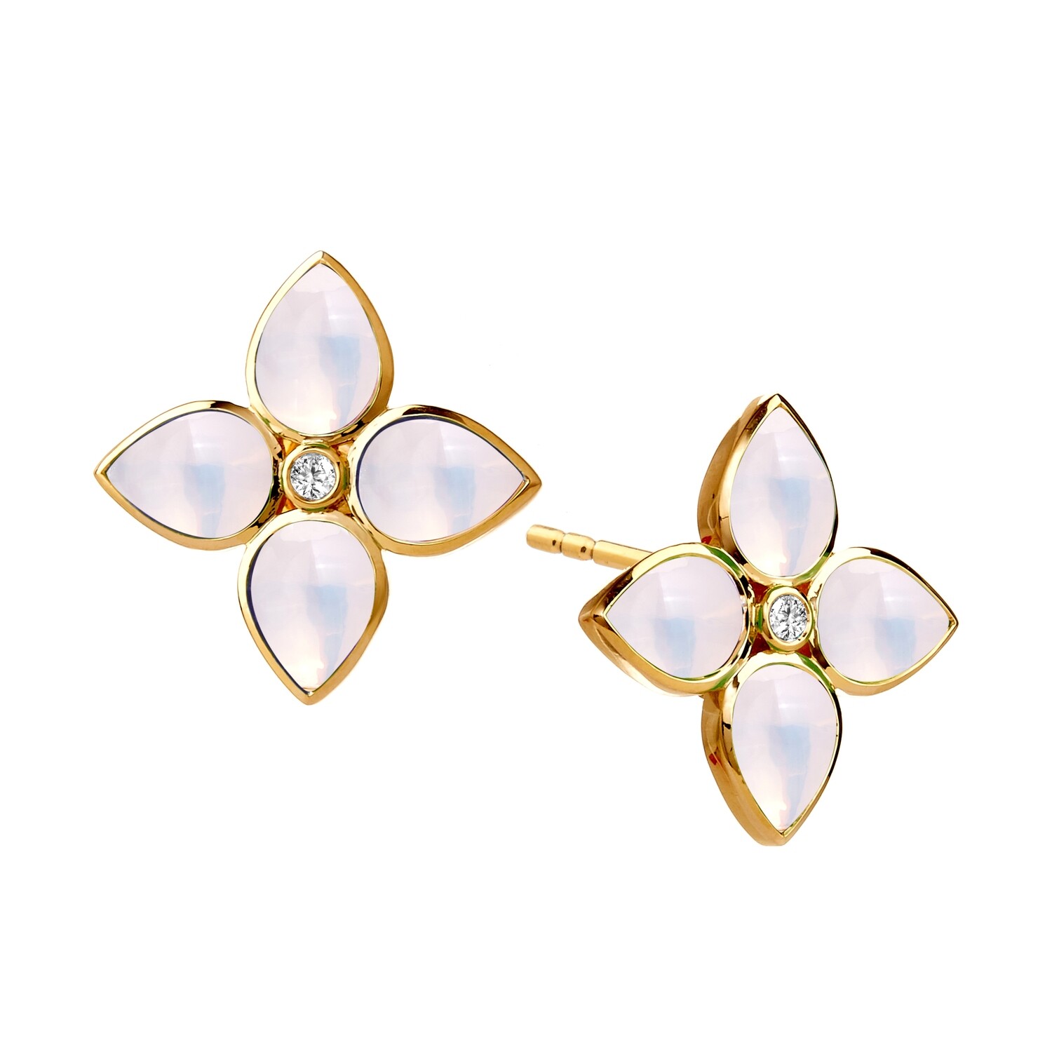 18k Jardin earrings w moon quartz 9 cts  &amp; diamonds