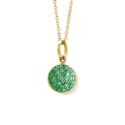 18k 7mm chakra emerald pave pendant