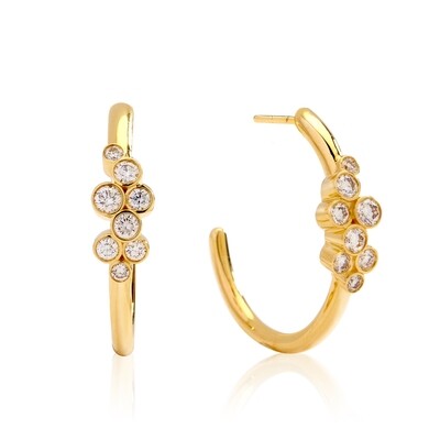18k Cosmic hoop earrings w. diamonds 0.6ct