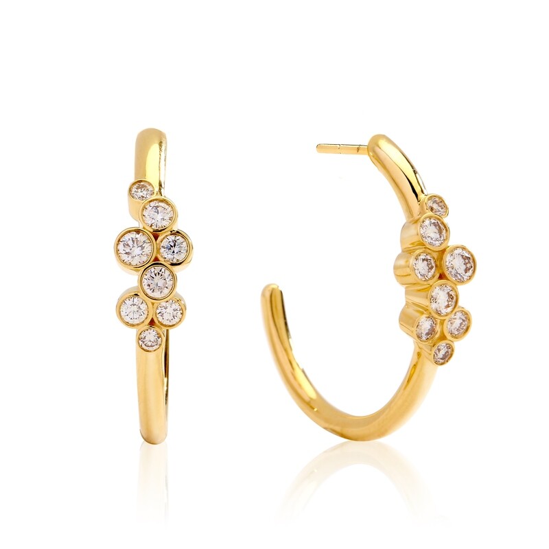 18k Cosmic hoop earrings w. diamonds 0.6ct