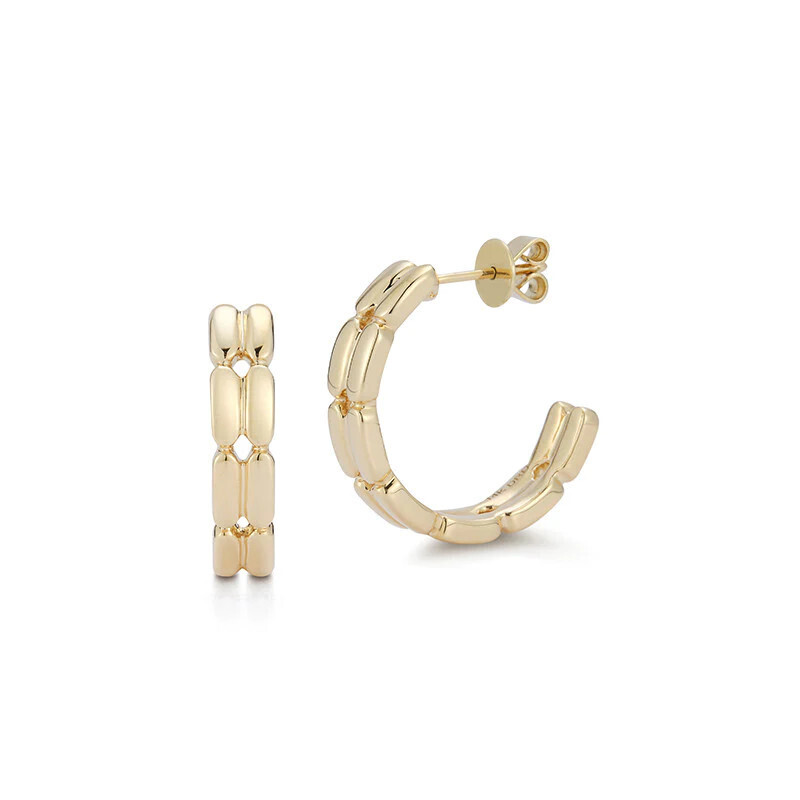 Earrings- DC Melody Eden Gold Bar Double Hoop YG
