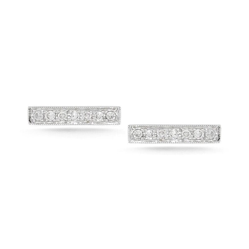 Earrings- Sylvie Rose Bar Stud White Gold 0.07 ct diamonds