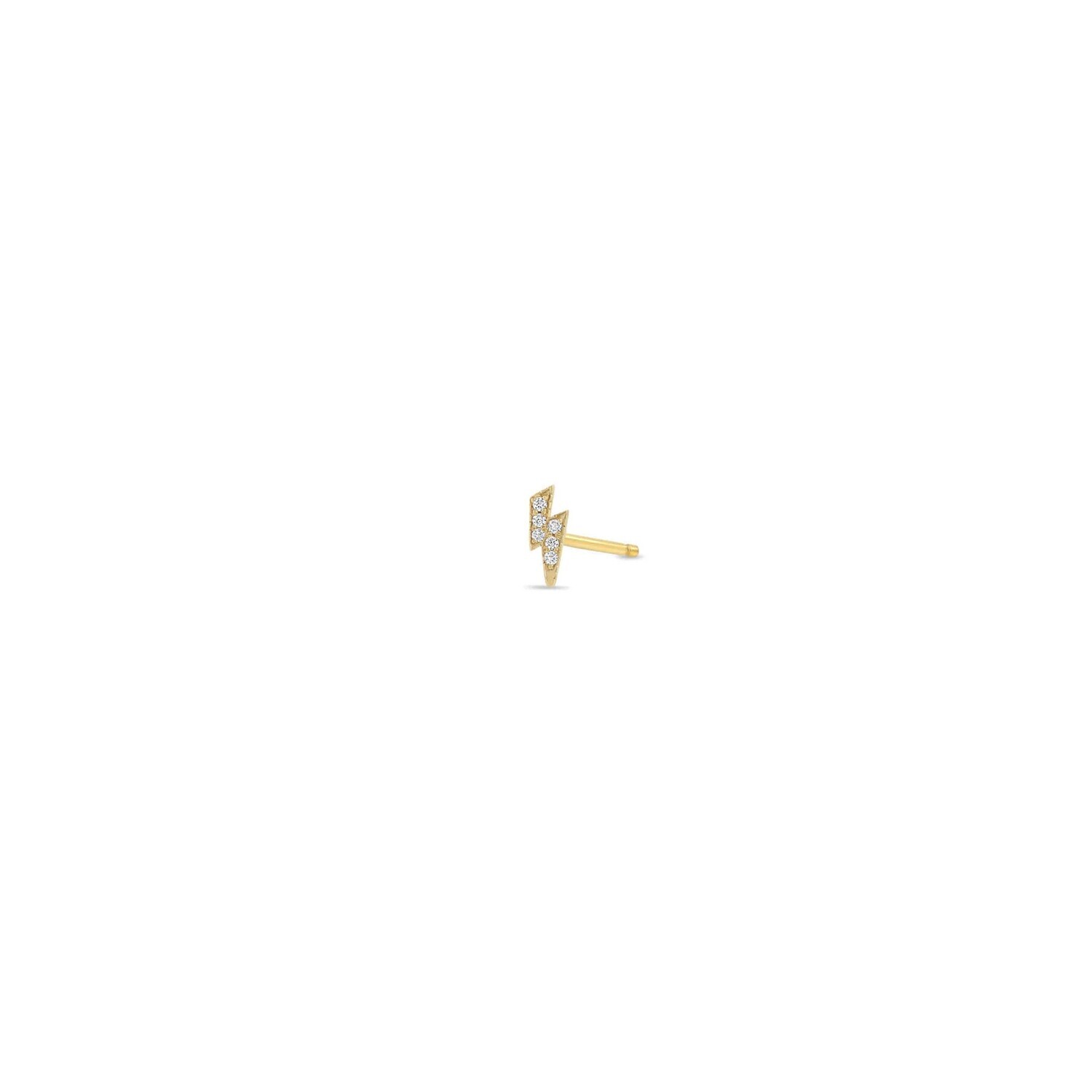 Earring- Single Stud 14k Lightning Bolt Pave .025 ctw