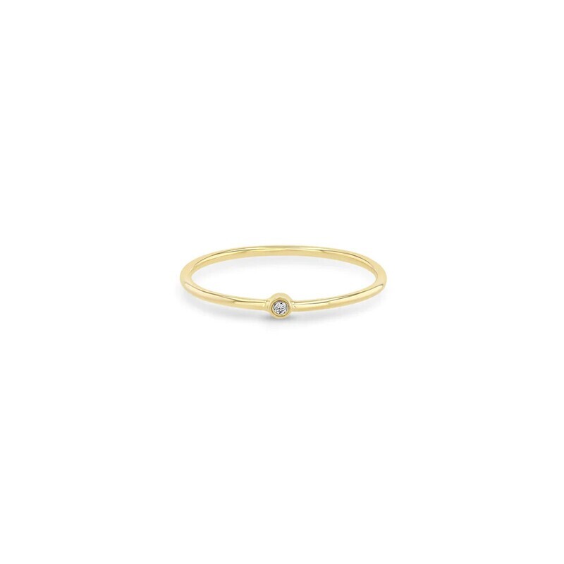 Ring- 14K Gold Thin Band w. 1PT diamond (.01CTW)