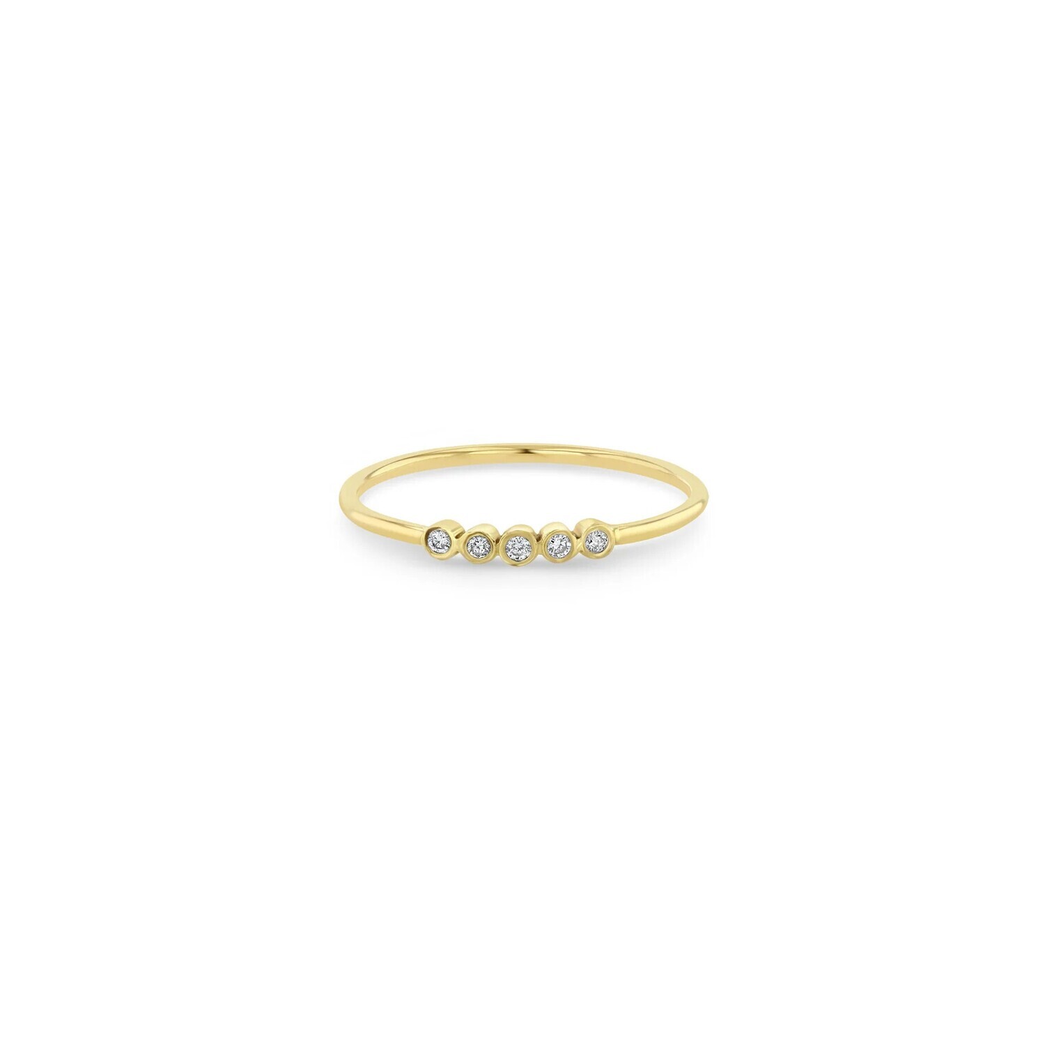 Ring- 14k 5 Tiny Bezel Ring w. .05 ctw diamonds