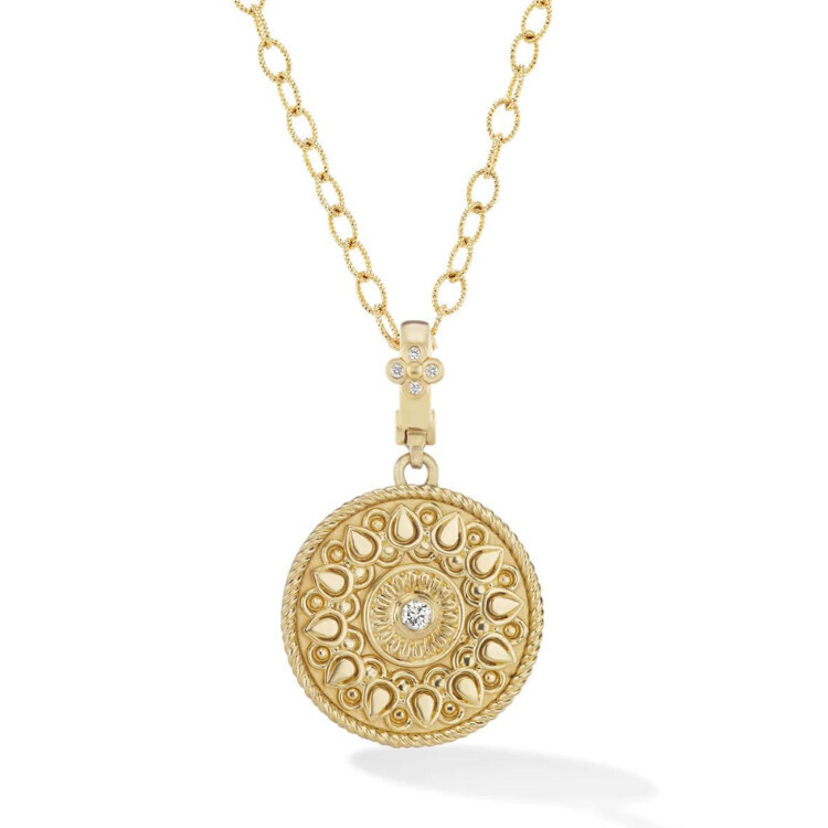 Mandala Pendant Necklace- diamond, 18k