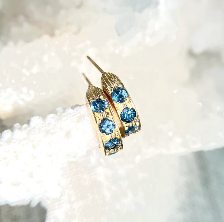 Earrings- 14ky Montana Sapphire Huggie