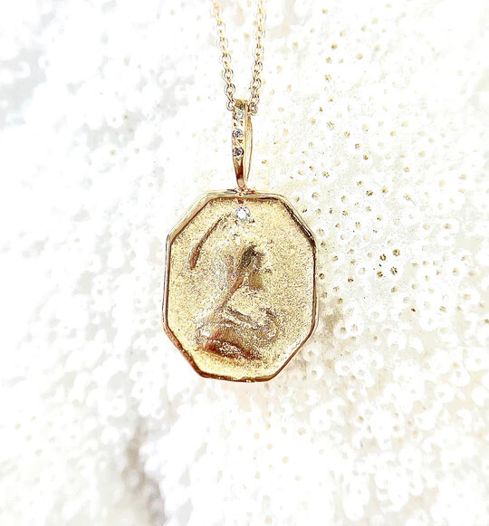 Necklace- 14kg Mother Artifact w. Diamond Bail
