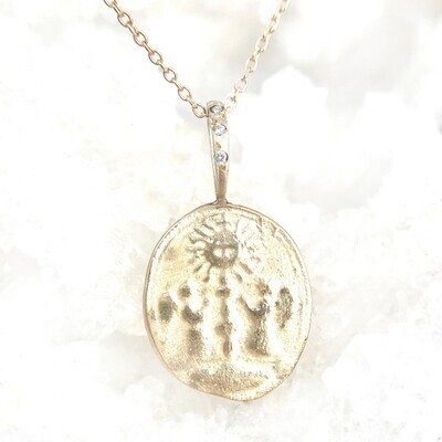 Necklace- 14ky gold Two Angels Artifact