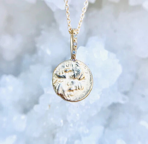Necklace- 14ky gold Twins Artifacts w diamonds