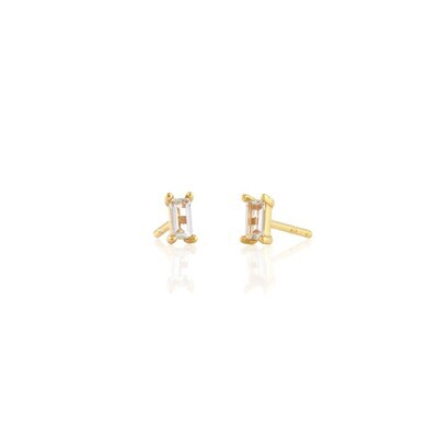 Earring- Baguette Stud 18k GV