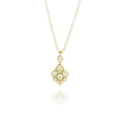 Necklace- Tessera Charm Pendant- Gold and Diamond