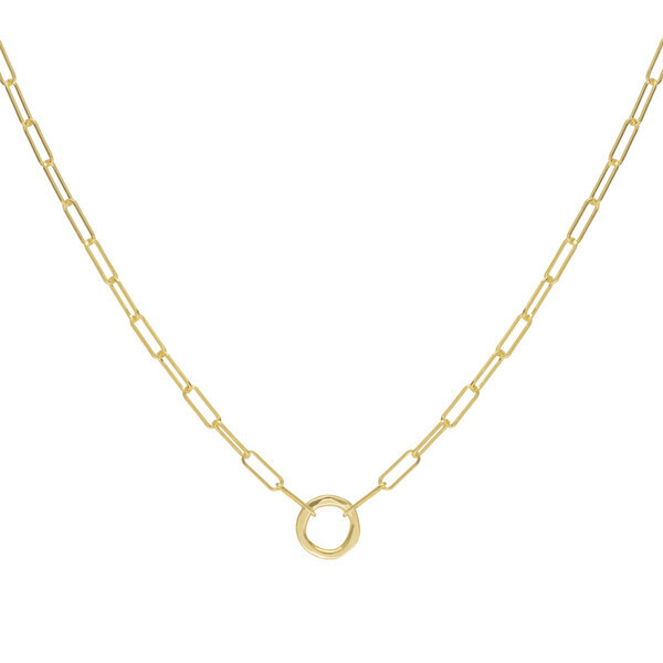 Necklace- &#39;Luna&#39; Paperclip and Organic Circle 18k