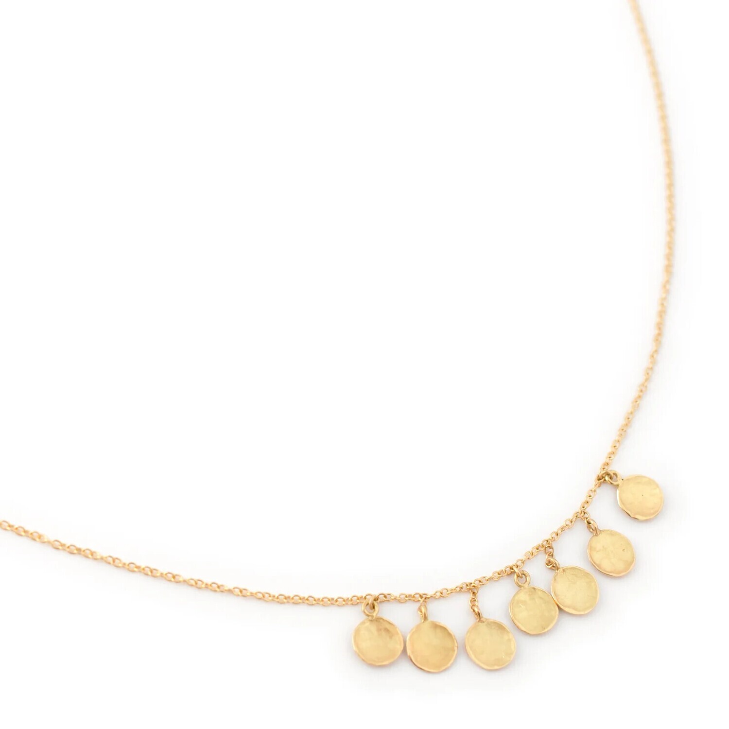 Necklace- 18k Gold Disc Necklace with 7 mini discs 16-18&quot; chain