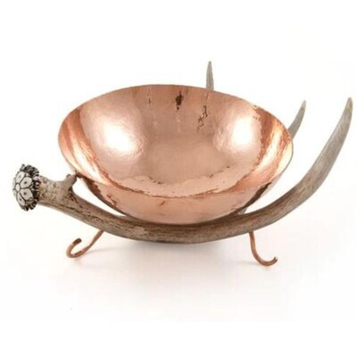 Copper 10" Bowl with Antler Stand
