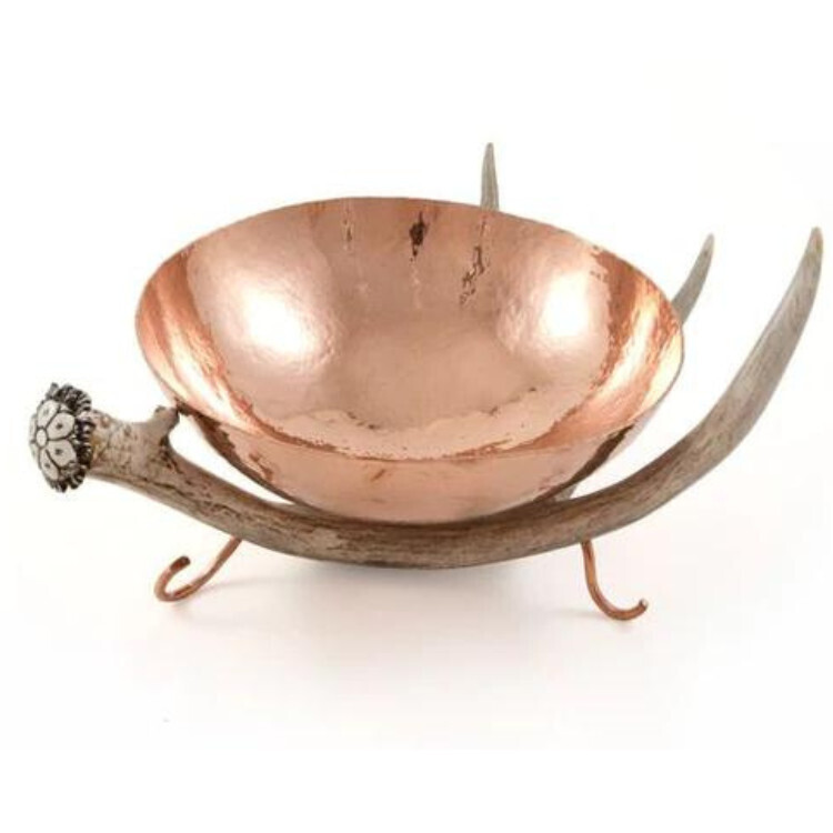 Copper 10&quot; Bowl with Antler Stand