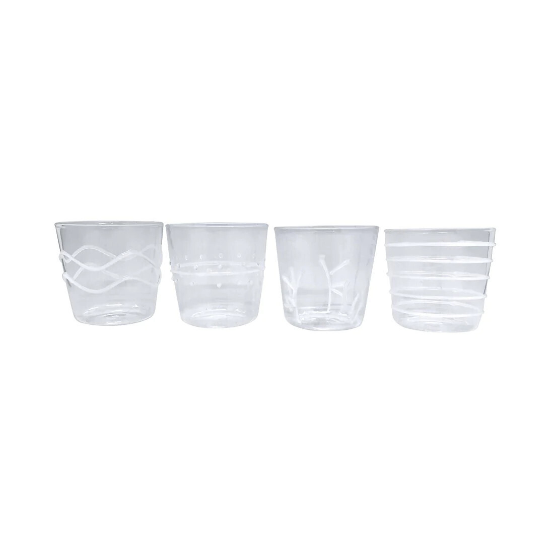 White Applique Double Old Fashion Glass Suite (s/4)